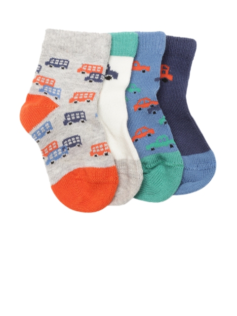 

Marks & Spencer Girls Pack of 4 Cars Patterned Above Ankle-Length Socks, Blue