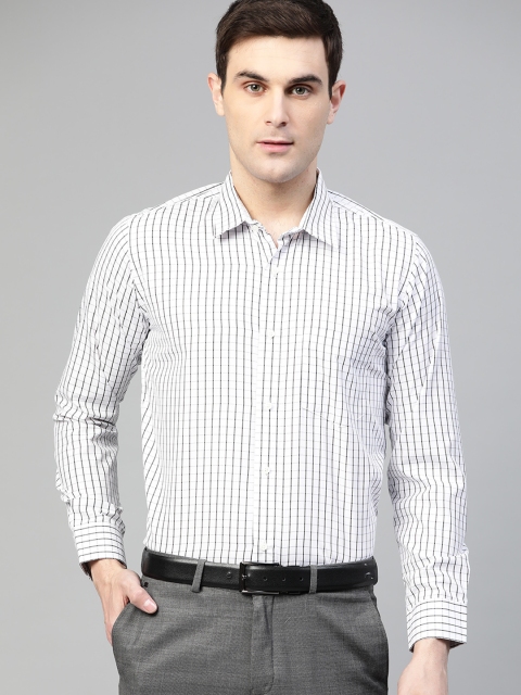 

DENNISON Men White & Black Smart Fit Twill Weave Checked Formal Shirt