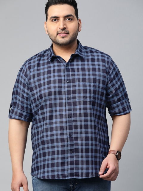 

DENNISON Men Blue Pure Cotton Slim Fit Checked Casual Shirt