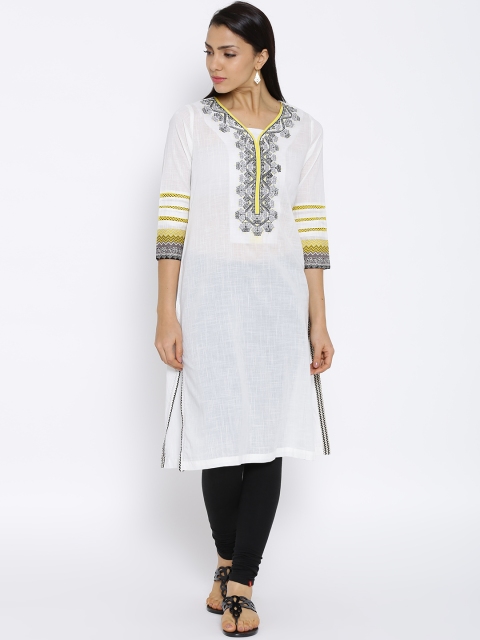 

Rangriti Off-White Embroidered Kurta