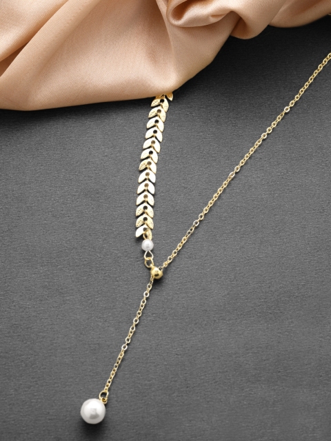 

Tokyo Talkies X Rubans Gold Plated Handcrafted White Pearl Pendant with Chain