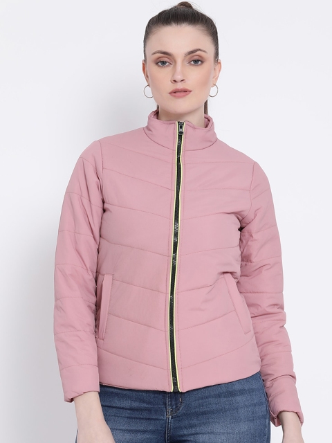 

PERFKT-U Women Pink Striped Lightweight Puffer Jacket