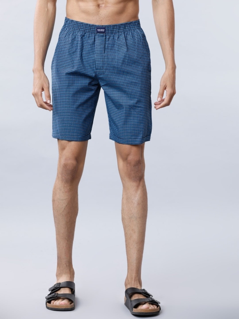 

HIGHLANDER Men Navy Blue Checked Regular Fit Shorts