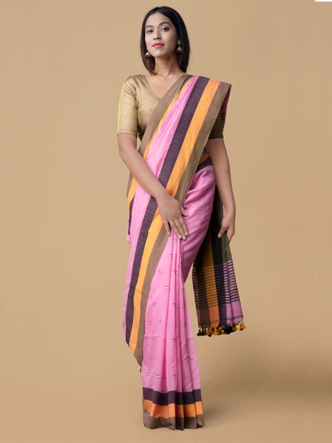 

Unnati Silks Pink Printed Pure Linen Saree