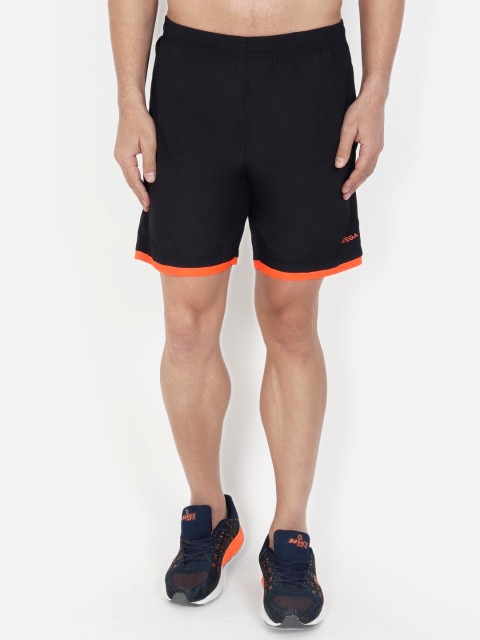 

VEGA Men Black Colourblocked Slim Fit Sports Shorts