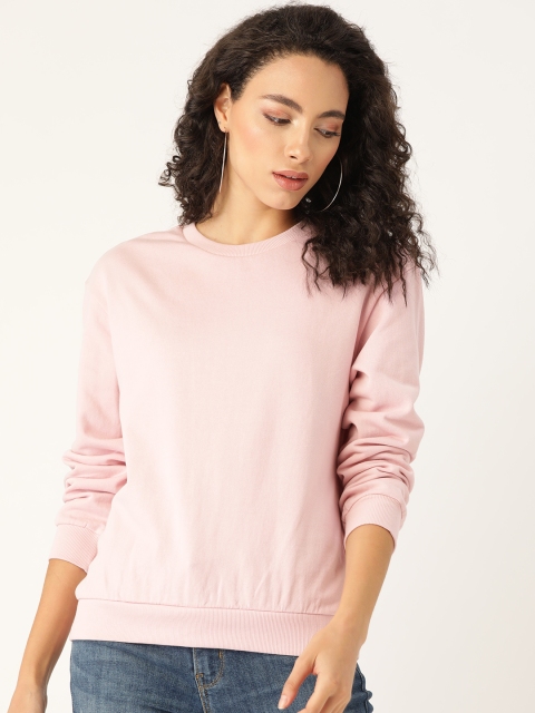 

20Dresses Women Pink Solid Pure Cotton Sweatshirt