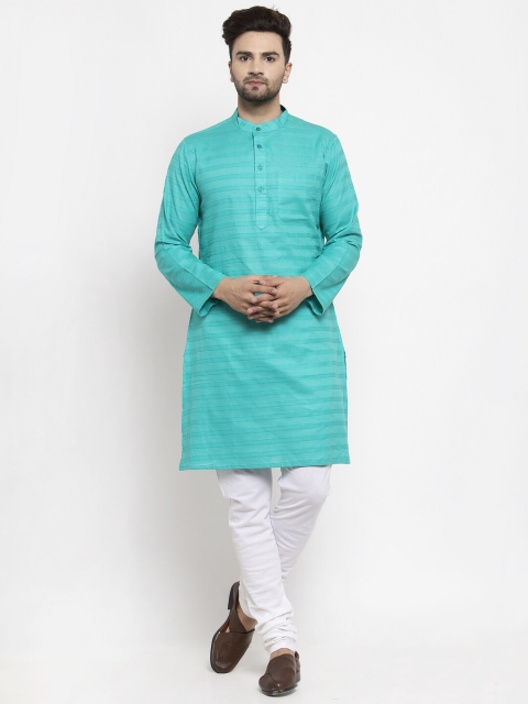 

NEUDIS Men Blue Striped Straight Kurta
