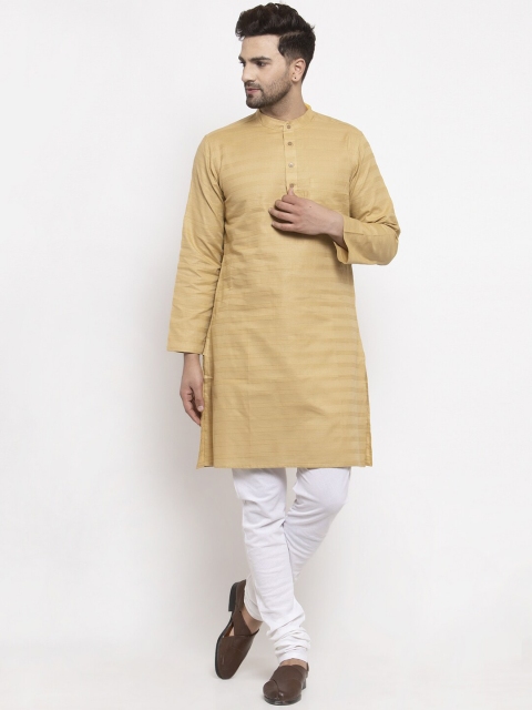 

NEUDIS Men Yellow Striped Straight Kurta