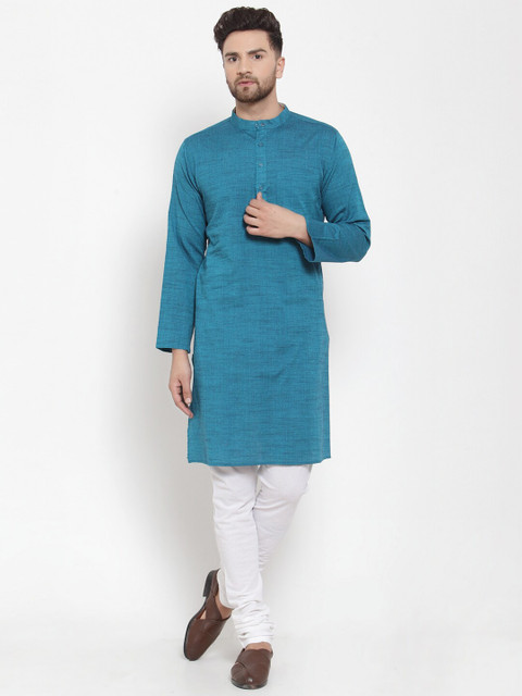 

NEUDIS Men Blue Solid Straight Kurta