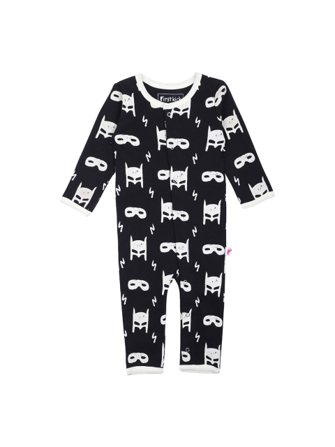 

First Kick Kids Black & White Printed Organic Cotton Rompers