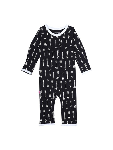

First Kick Kids Black & White Printed Organic Cotton Rompers