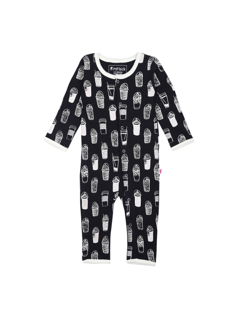 

First Kick Kids Black & White Printed Organic Cotton Rompers