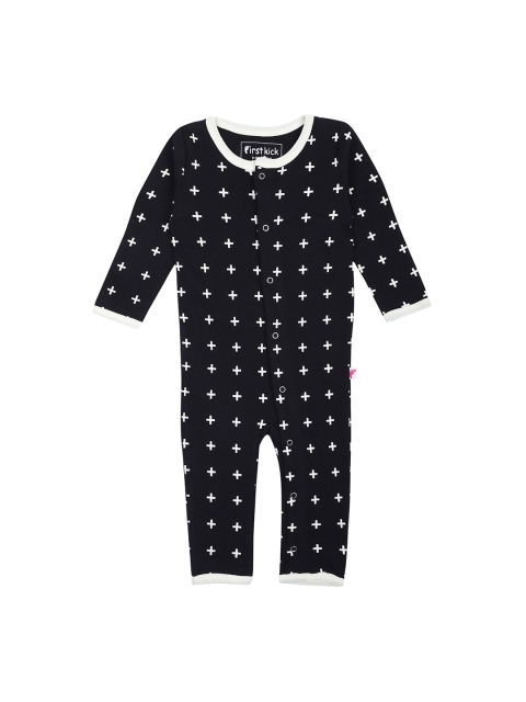 

First Kick Kids Black & White Printed Organic Cotton Rompers