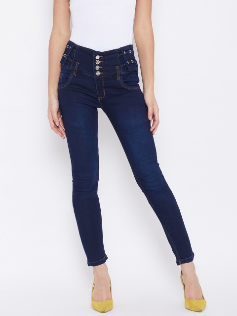 

Purple Feather Women Navy Blue Super Skinny Fit High-Rise Clean Look Jeans