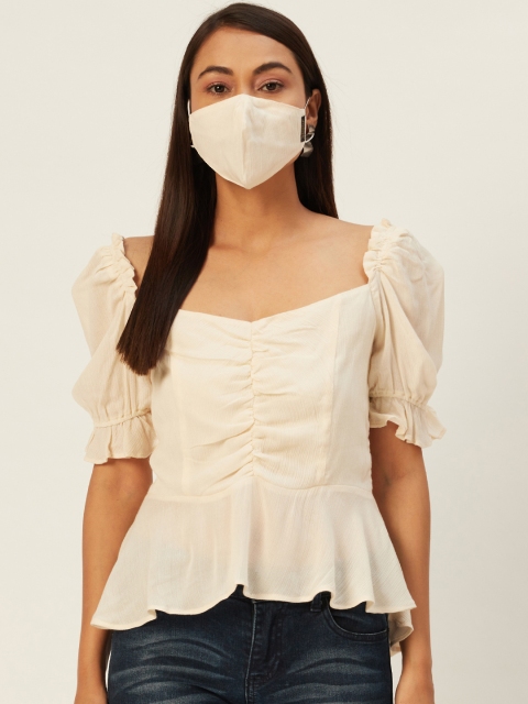 

DIVA WALK EXCLUSIVE Women Off-White Solid A-Line Top