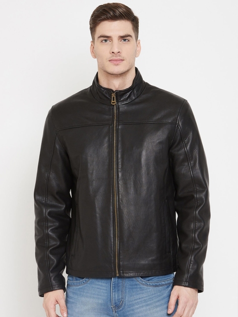 

Justanned Men Black Solid Lightweight Leather Jacket