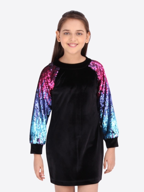 

CUTECUMBER Girls Black Embellished Sheath Dress