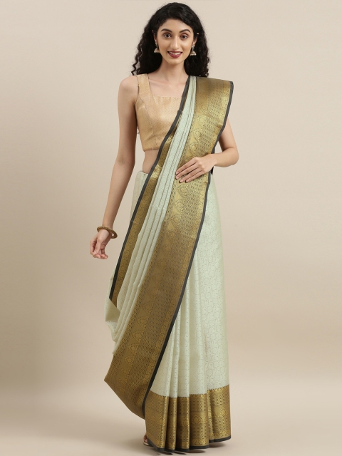 

The Chennai Silks Off-White & Gold-Toned Organza Woven Design Saree