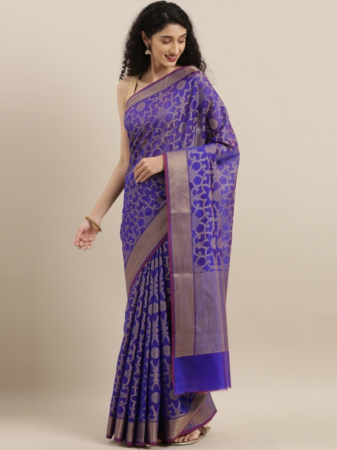 

The Chennai Silks Purple & Beige Organza Woven Design Saree