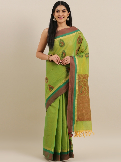 

The Chennai Silks Green Pure Cotton Woven Design Kovai Saree