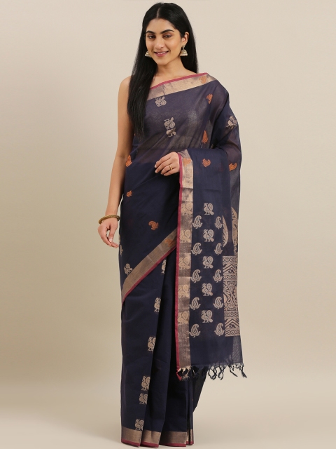 

The Chennai Silks Classicate Navy Blue Pure Cotton Woven Design Kovai Saree