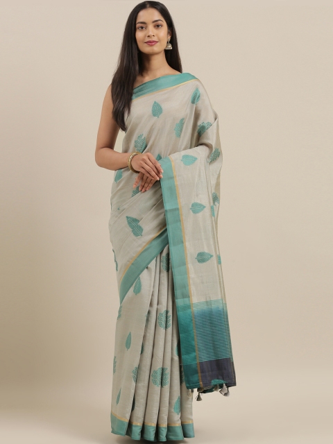 

The Chennai Silks Classicate Grey & Turquoise Blue Viscose Rayon Woven Design Saree