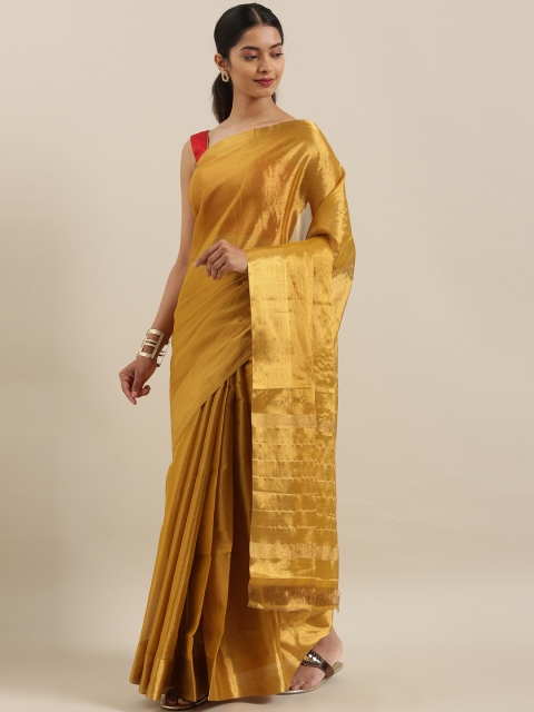 

The Chennai Silks Gold-Toned Pure Cotton Woven Design Venkatgiri Saree