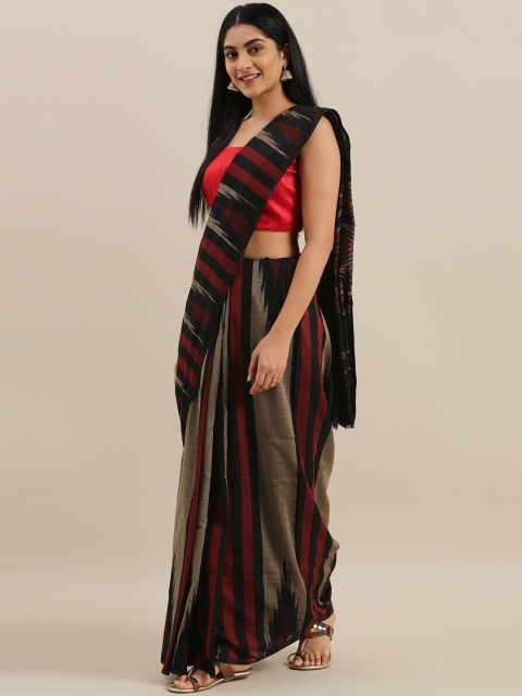 

The Chennai Silks Classicate Grey & Maroon Pure Cotton Woven Design Pochampally Saree