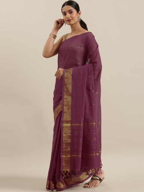

The Chennai Silks Classicate Maroon Pure Cotton Solid Venkatgiri Saree