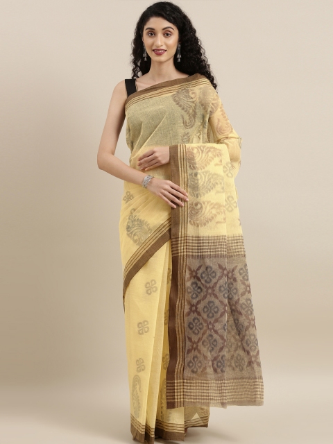 

The Chennai Silks Classicate Yellow Pure Cotton Woven Design Taant Saree