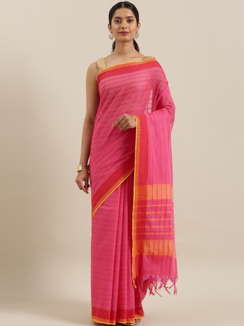 

The Chennai Silks Pink Striped Pure Cotton Saree