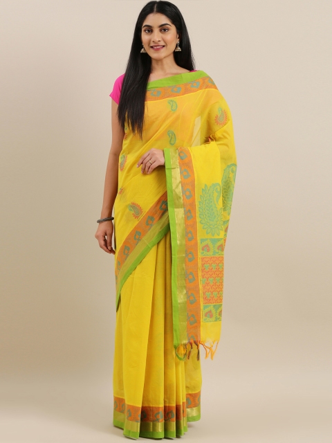 

The Chennai Silks Classicate Yellow Pure Cotton Woven Design Kovai Saree