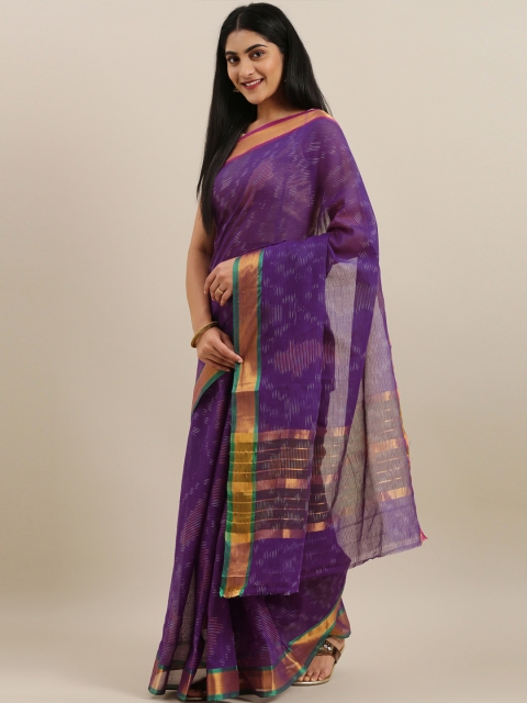 The Chennai Silks Classicate Purple Pure Cotton Woven Design Venkatgiri Saree