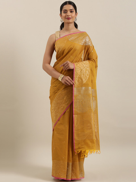 

The Chennai Silks Classicate Mustard Yellow Pure Cotton Woven Design Kovai Saree