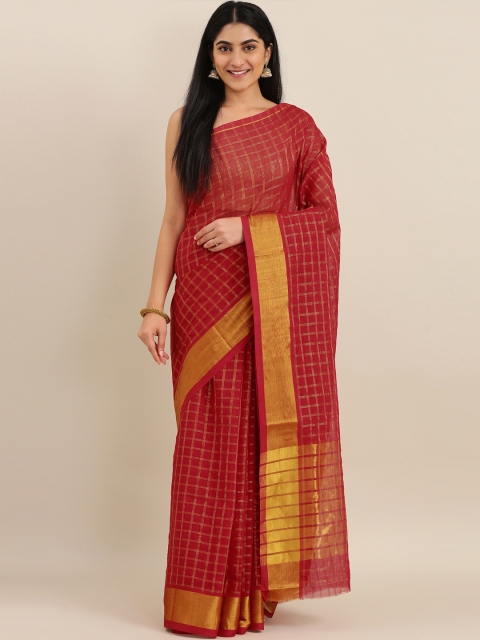 

The Chennai Silks Classicate Red & Gold-Toned Pure Cotton Woven Design Venkatgiri Saree