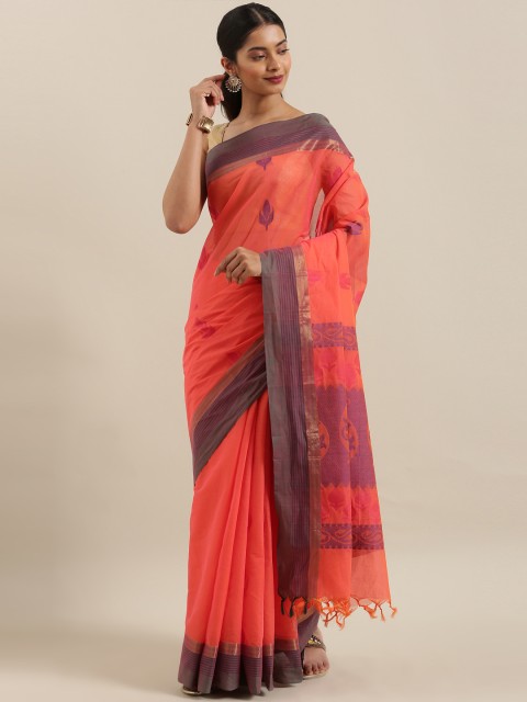 

The Chennai Silks Classicate Peach-Coloured Pure Cotton Solid Kovai Saree