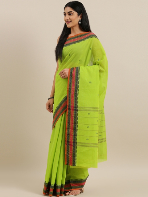 

The Chennai Silks Green & Black Pure Cotton Woven Design Chettinad Saree