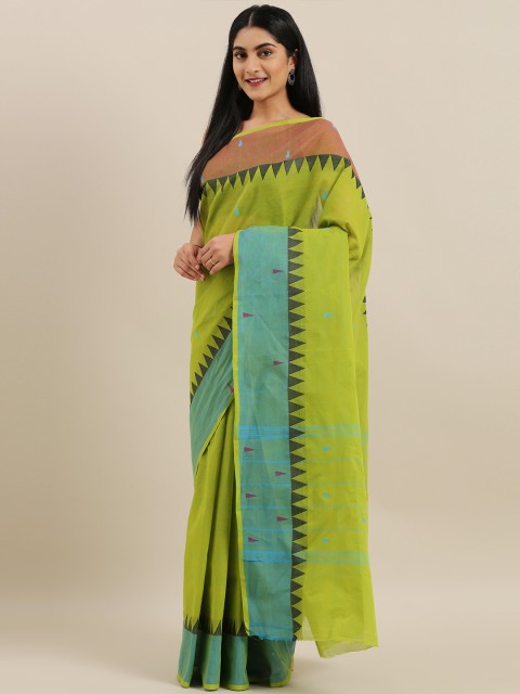 

The Chennai Silks Green Pure Cotton Woven Design Chettinad Saree