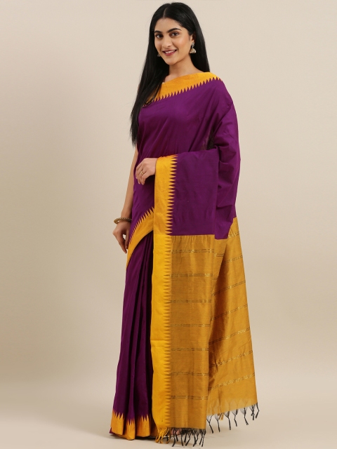 

The Chennai Silks Purple Solid Polycotton Saree