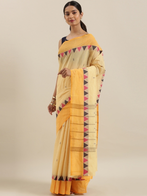 

The Chennai Silks Cream-Coloured Pure Cotton Woven Design Chettinad Saree