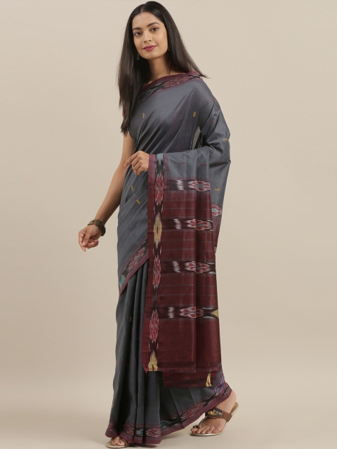 

The Chennai Silks Grey Pure Cotton Woven Design Venkatgiri Saree