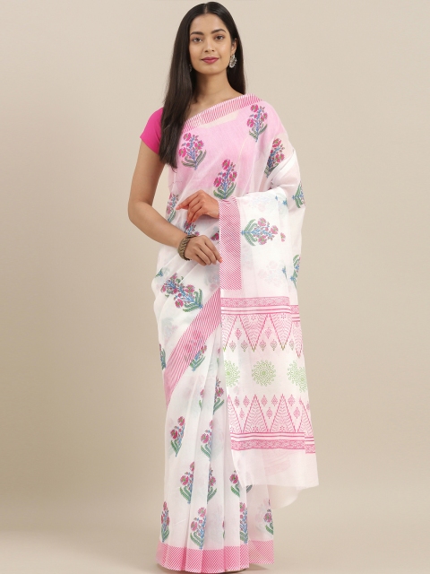 

The Chennai Silks Classicate White Pure Cotton Printed Venkatgiri Saree