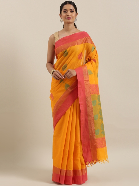 

The Chennai Silks Yellow Pure Cotton Woven Design Kovai Saree