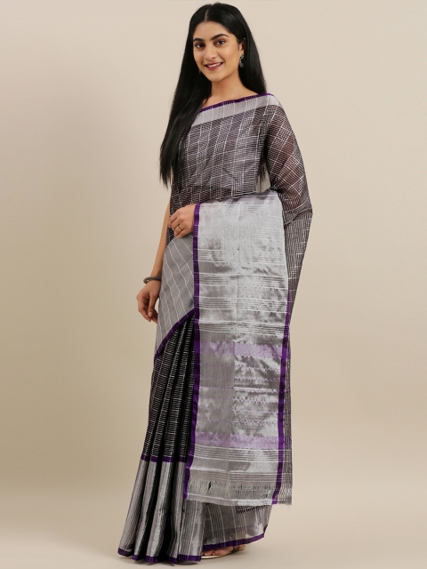 

The Chennai Silks Classicate Black & Silver Pure Cotton Woven Design Venkatgiri Saree