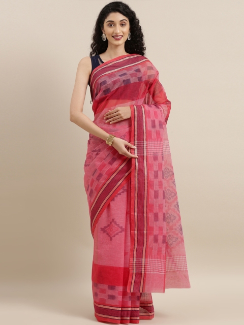 

The Chennai Silks Classicate Pink Pure Cotton Woven Design Taant Saree