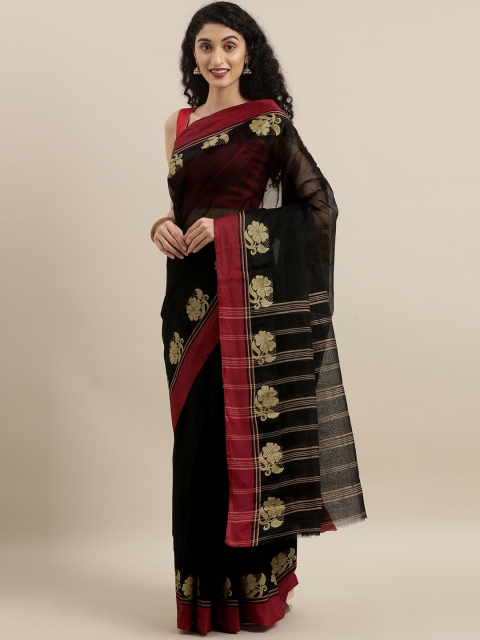 

The Chennai Silks Classicate Black Pure Cotton Solid Taant Saree