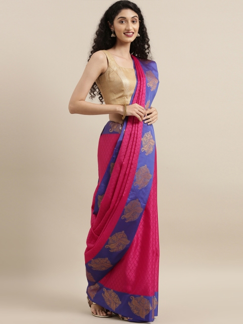 

The Chennai Silks Magenta & Blue Organza Woven Design Saree