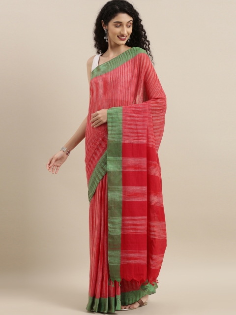 

The Chennai Silks Red Woven Design Linen Blend Saree