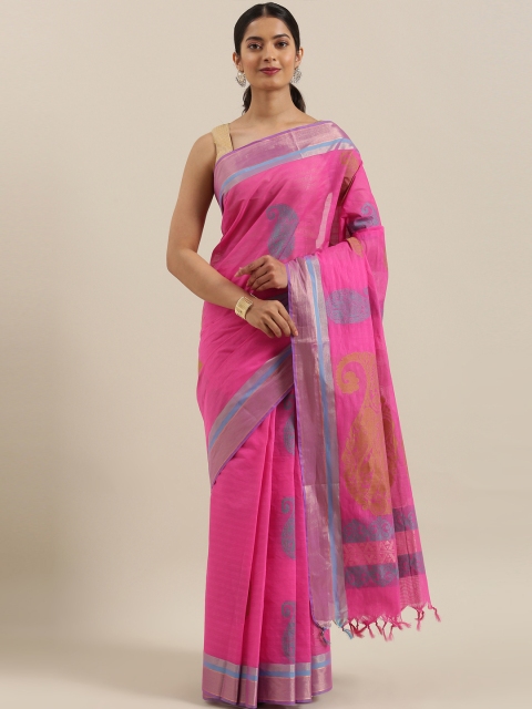 

The Chennai Silks Pink Pure Cotton Woven Design Kovai Saree