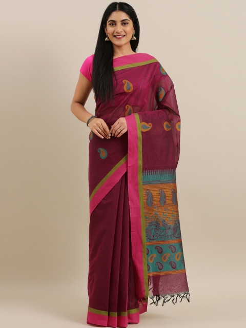 

The Chennai Silks Classicate Burgundy & Blue Pure Cotton Woven Design Kovai Saree